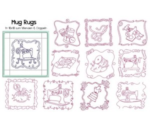 Stickserie ITH Sewing Blocks Mug Rugs oder Nadelkissen